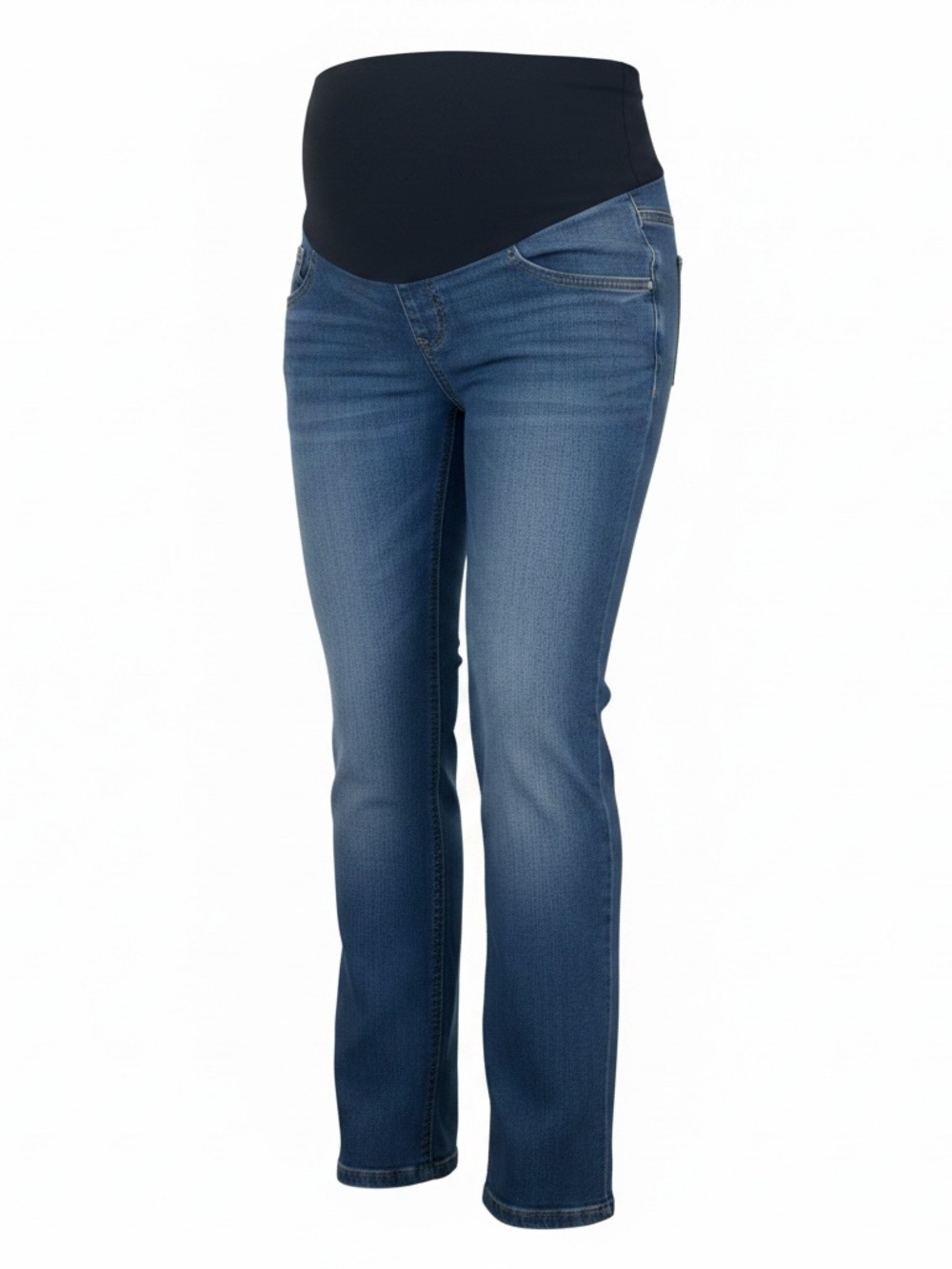 Motherhood Maternity Blue Boot-Cut Jeans with Black Overband